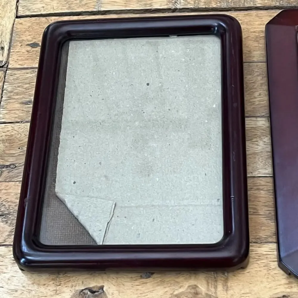 Vintage MCM Solid Dark Wood Picture Frames Set of 2 6 x 8 in